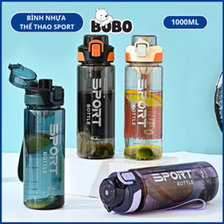 Bình Nước Thể Thao Nhựa 1000ml Khay Lọc Trà Dây Xách Tiện Lợi, Bình Nước Nhựa Tập Gym, Chạy Bộ, Sport