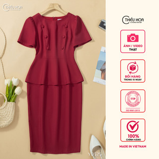 Đầm trung niên thiết kế sang trọng, chất liệu Cotton lạnh Hàn Quốc thoáng mát thương hiệu Thiều Hoa DD4Y0325