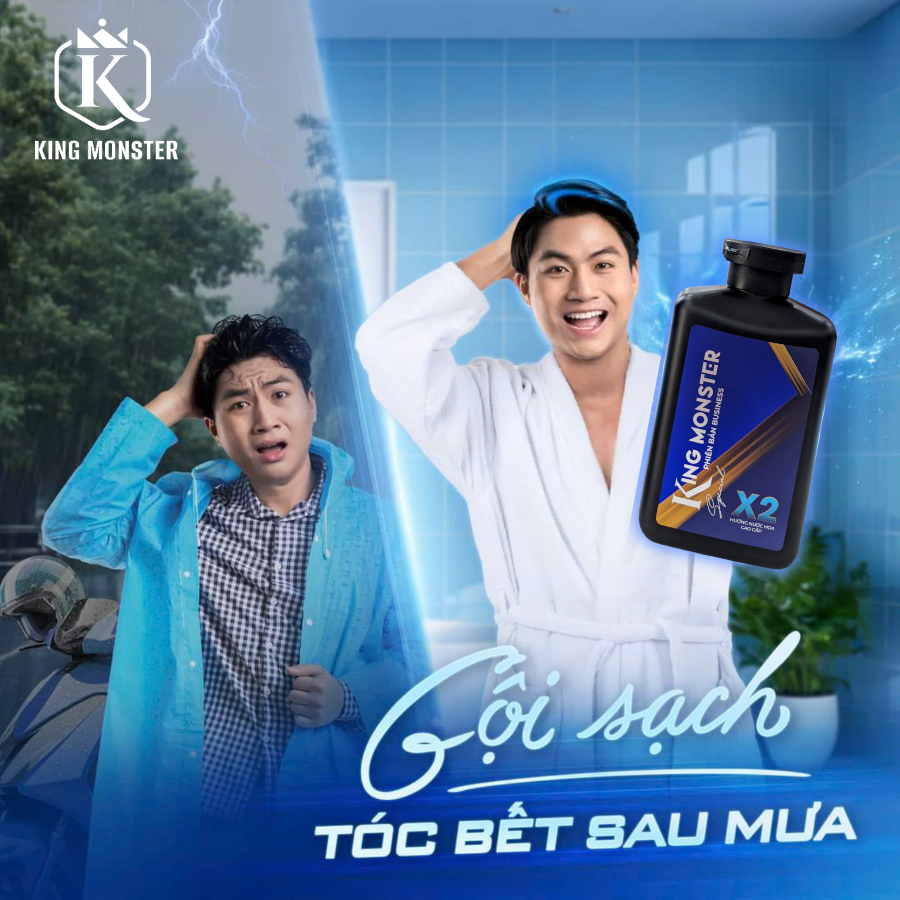 [189K - KING MONSTER] Sữa tắm gội nam hương nước hoa cao cấp, dầu gội nam sạch gàu dưỡng tóc chắc khỏe