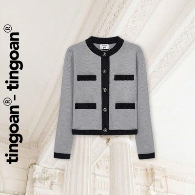 TINGOAN® - Áo len xù cardigan 4 túi xám viền đen JENNIFER CARDIGAN/GR viền BL (xám viền đen)