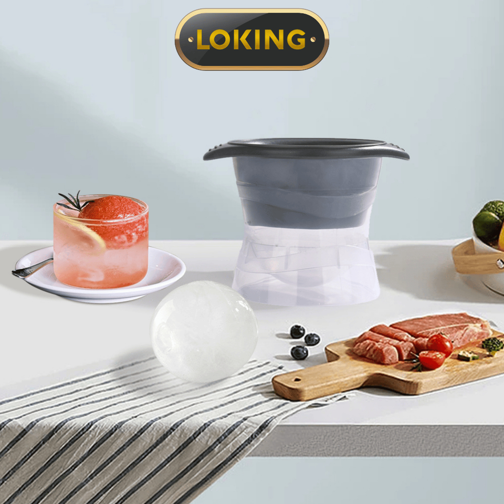 Khuôn làm đá, khay đá hình cầu, silicon, dùng trong pha chế đồ uống - LOKING
