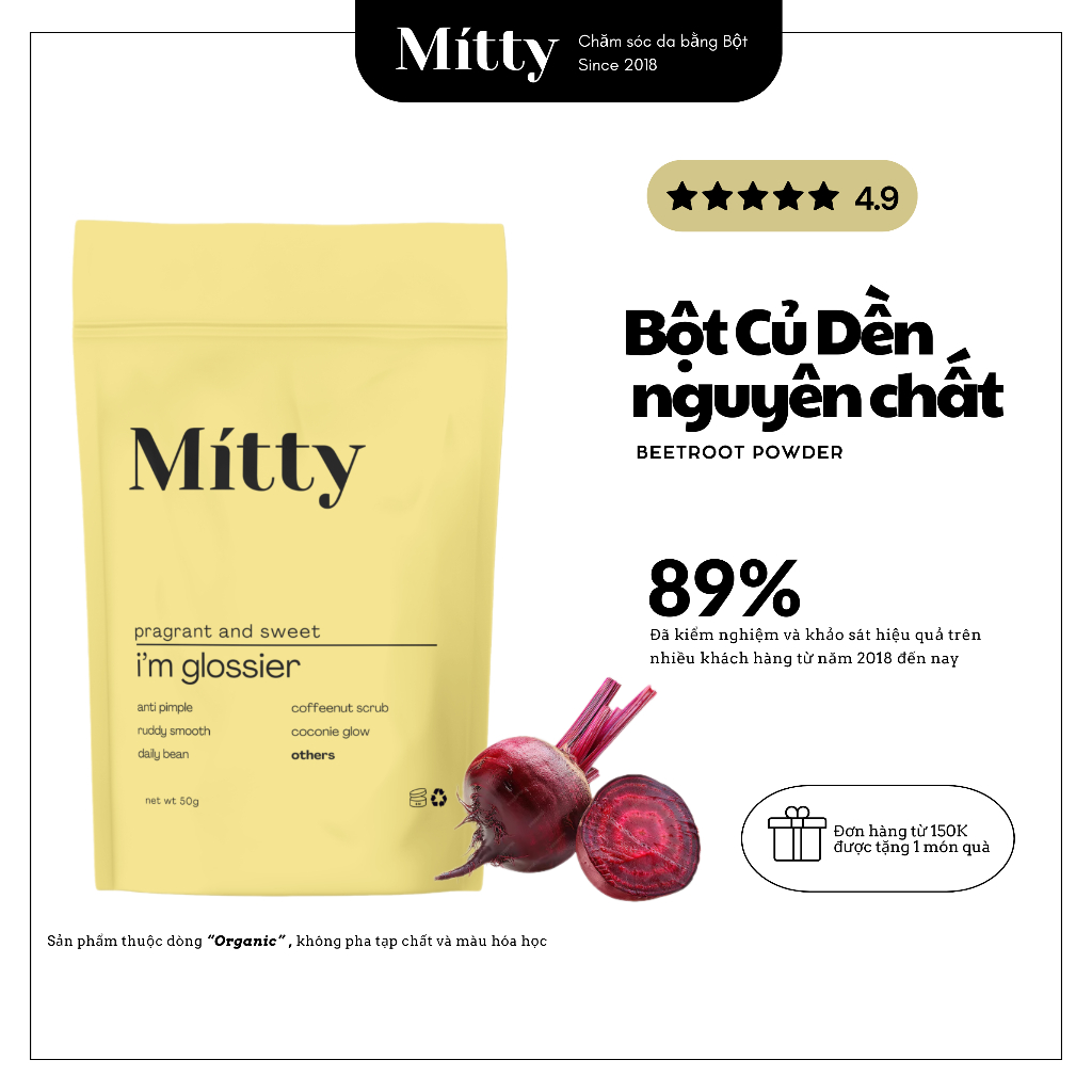 𝐁𝐎̣̂𝐓 𝐂𝐔̉ 𝐃𝐄̂̀𝐍 - Bột Củ Dền dưỡng trắng hồng mịn màng da Mitty Beaute