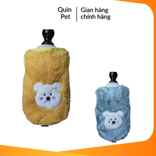 Quin Pet Áo lông 2 mặt cho thú cưng, áo ấm cho chó mèo hình thêu ngộ nghĩnh