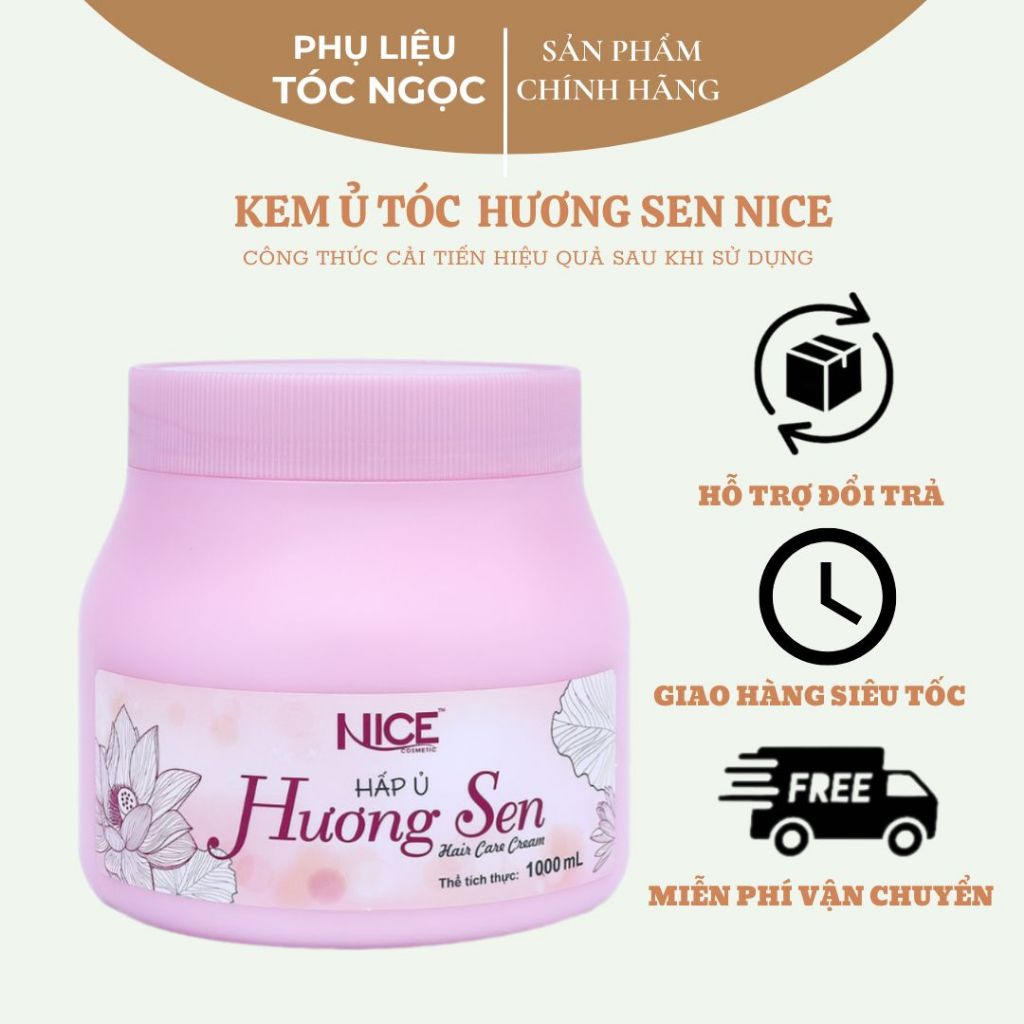 Kem ủ tóc hương sen 1000ML collagen nice ủ tóc phục hồi hư tổn dưỡng óng ả Giảm gãy rụng