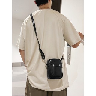 Túi Đeo Chéo Nam Nữ Mini Da PU Mềm Basic Màu Đen Trắng
