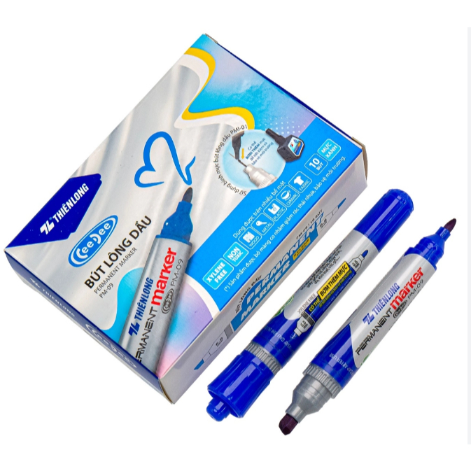 Hộp 10 Cây bút lông dầu 2 đầu Thiên Long PM09 3 màu