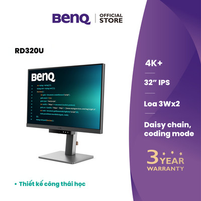 BenQ RD320U_Màn hình máy tính dành cho lập trình_ 32" 4K+ đèn MoonHalo USB-C Chống chói bảo vệ mắt