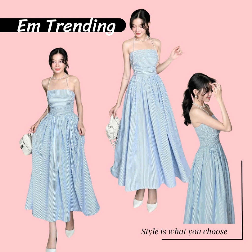 LILI MAXI- Đầm Sọc Maxi Dáng Dài, Đầm Cúp Ngực Dáng Dài Đi Biển Em Trending
