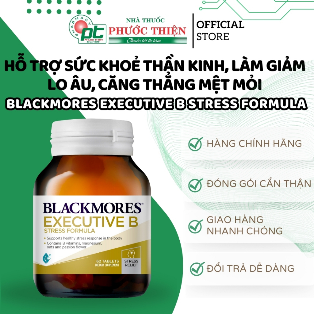 Viên Uống hỗ trợ sức khoẻ thần kinh, làm giảm lo âu, căng thẳng mệt mỏi Blackmores Executive B Stres