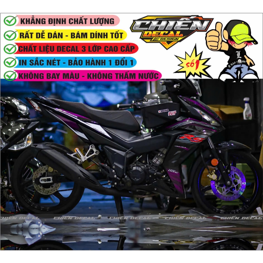 Tem Winner V1 RS150 Đen Tím