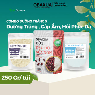  Đậu Đỏ Sữa Non Bột Yến Mạch Dẻo Colagen Bạc Hà  Combo Làm Đẹp Da Obaxua   250g Túi - Dưỡng Trắng Cấp Ăm Hồi Phục Da 