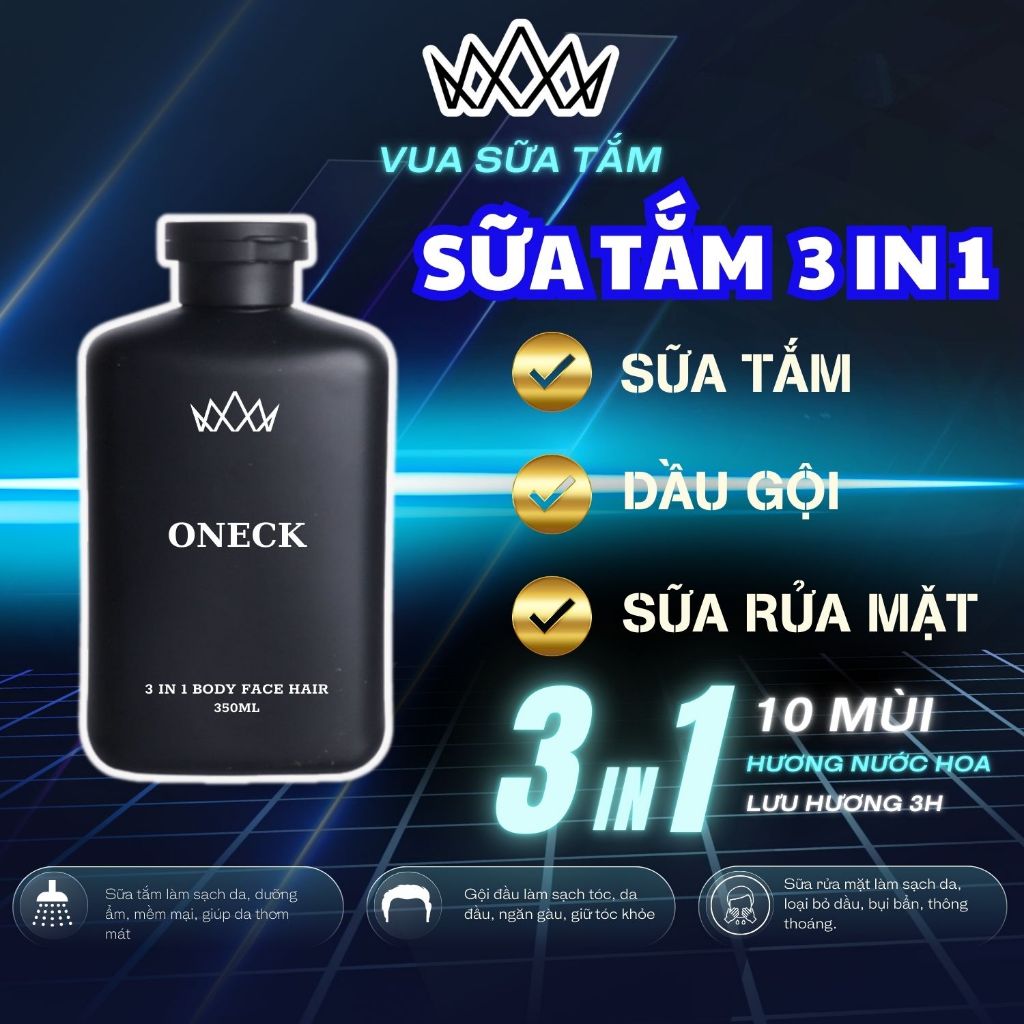 [ Xả Kho nghỉ bán ] Sữa tắm nam 3 in 1 One CK chính hãng Vua Sữa Tắm hương nước hoa cao cấp 350ml