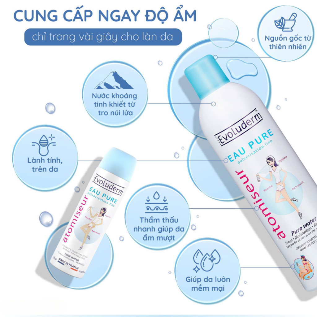Xịt Khoáng Evoluderm Atomiseur Eau Pure Evoluderm Hasaki Sản Phẩm Chính Hãng