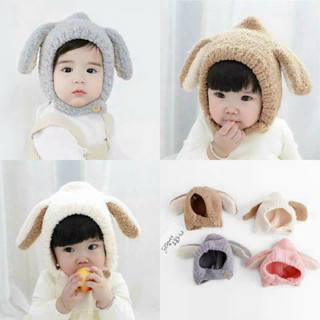  Mũ Len Cho Bé Nón Len Tai thỏ Cho Bé Từ 6-30 Tháng Có Dây Cài Cúc  MŨ TAI CHO DÀI : 
