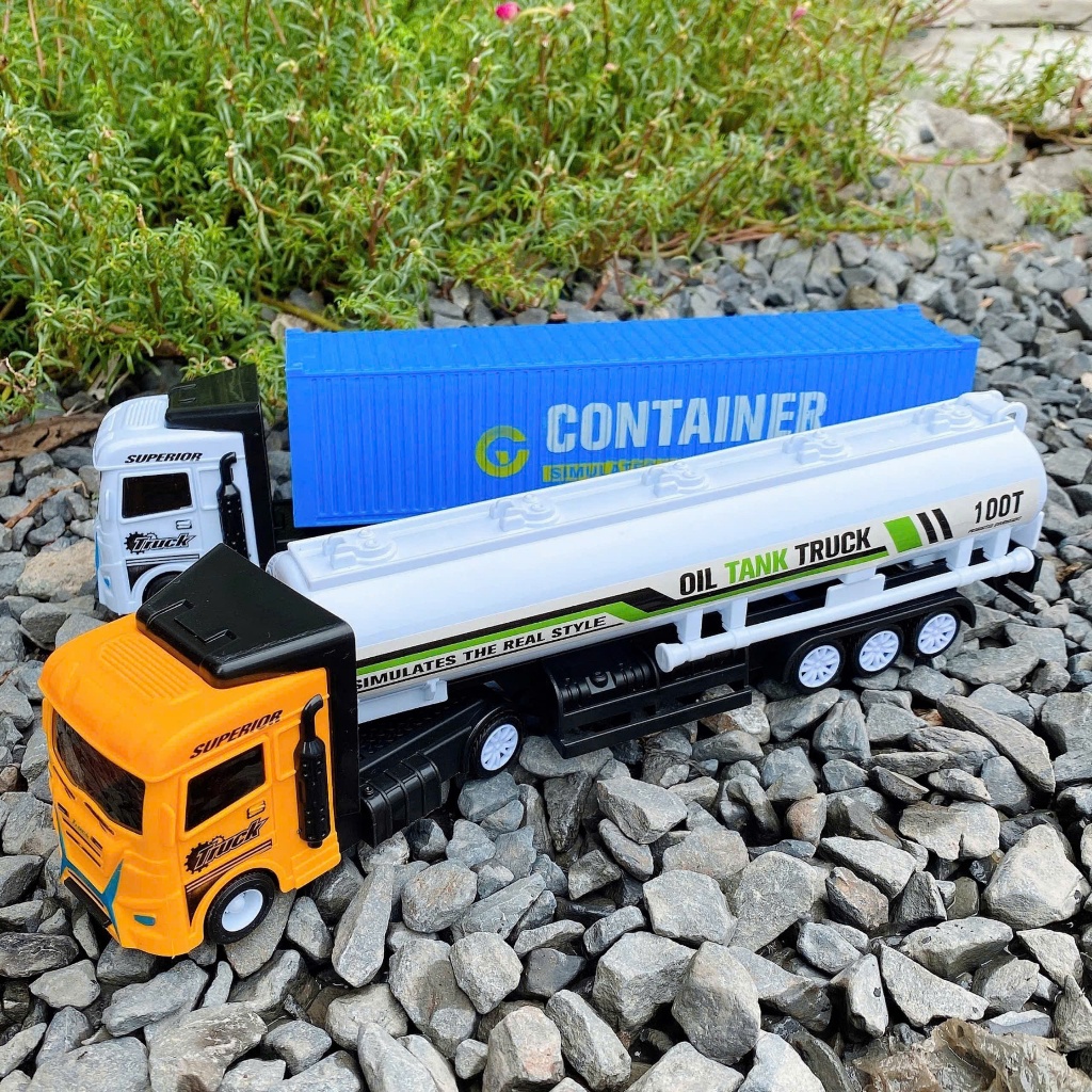Đồ Chơi Xe Đầu Kéo Container Tỷ Lệ 1:48 Chạy Cót cho bé