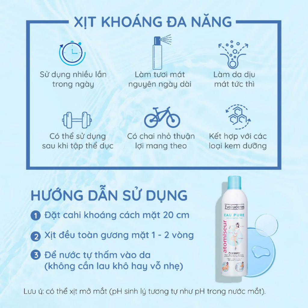 Xịt Khoáng Evoluderm Atomiseur Eau Pure Evoluderm Hasaki Sản Phẩm Chính Hãng
