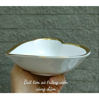 Bát tim sứ viền vàng đậm