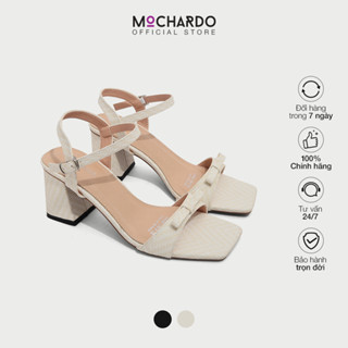  Giày Sandal Cao Gót Nữ MOCHARDO Quai Ngang Phối Nơ Đế Vuông Thanh Lịch MC.320 5cm 