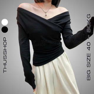 Áo Thun Cổ V Vạt Chéo Dài Tay BIGSIZE Kiểu Nhún Eo Thon Gọn Mặc 2 Kiểu Trễ Vai Gợi Cảm (KHÔNG CÓ ĐỘN VAI) TA-192