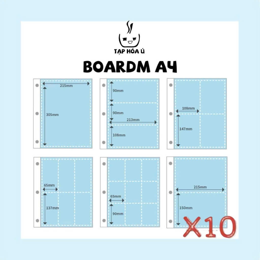 COMBO 10 SHEETS/TỜ BOARDM DÙNG CHO BINDER BÌA A4 (NHIỀU LOẠI)