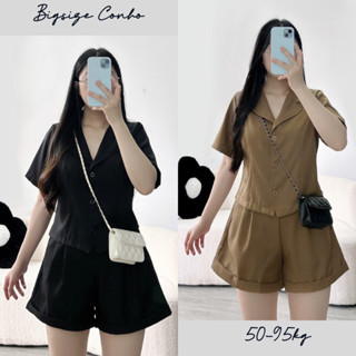 Set Đồ Nữ Bigsize –Áo Vest Croptop & Quần Đùi Cotton Lạnh, Sang Chảnh - Thoải Mái - Tôn Dáng SET79