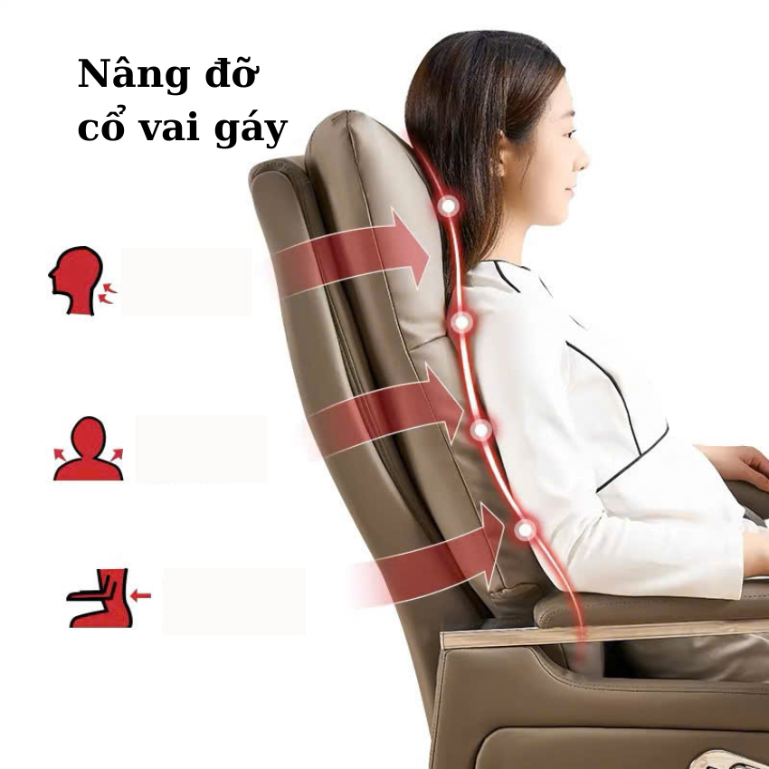 Ghế văn phòng Ghế giám đốc massage 7 chế độ Ghế xoay văn phòng bọc da PU êm ái An Home Pehouse | BigBuy360 - bigbuy360.vn