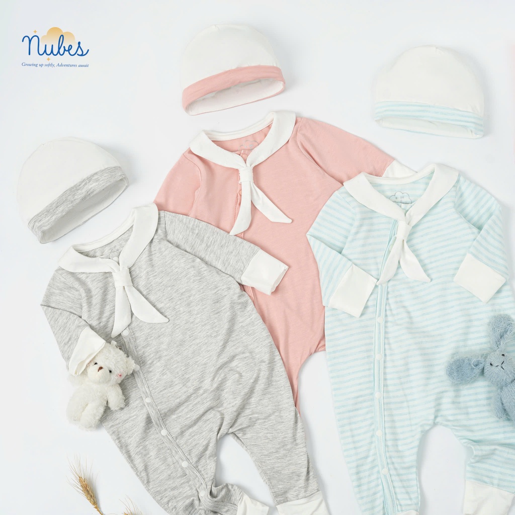 Nubes- Bodysuit sơ sinh dài tay thuỷ thủ cho bé, tặng kèm mũ [NUBES-SS30]