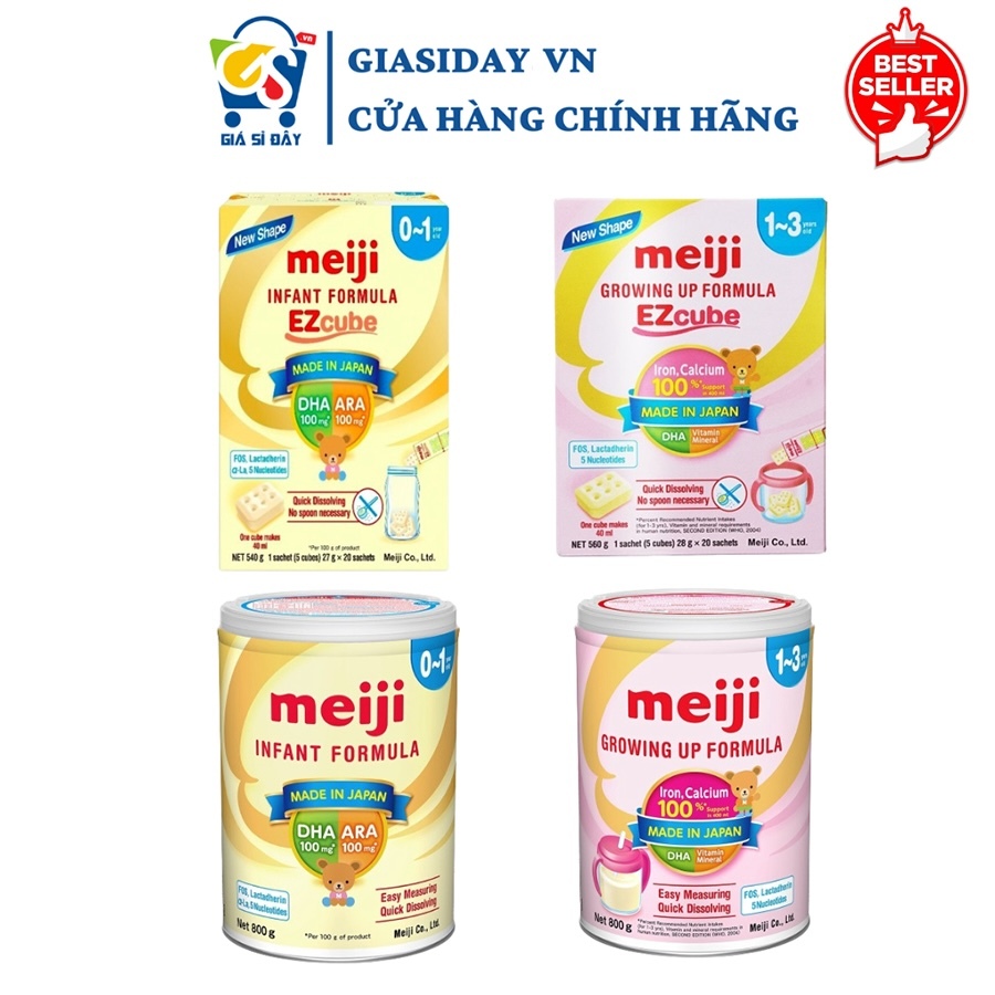 [Date 2027][Thùng] Sữa Meiji NHẬP KHẨU Nhật Lon, Thanh Số 0 & 9 , 0-1 & 1-3 - Sữa Bột Công Thức 800g