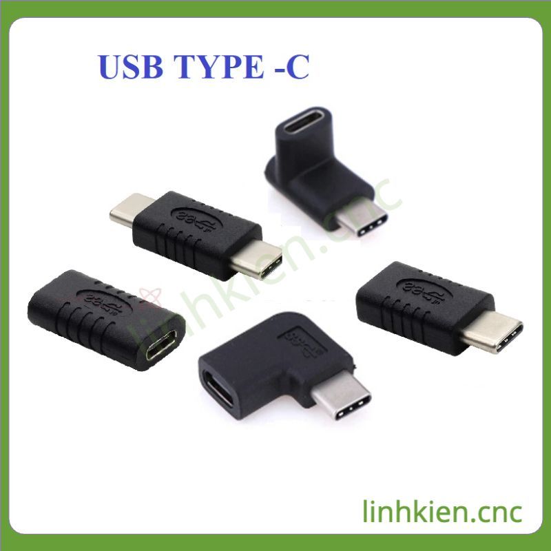Đầu giắc USB Type-C Đực-Cái, type c Cái-Cái, type c Đực-Đực nối thẳng, bẻ góc 90 độ