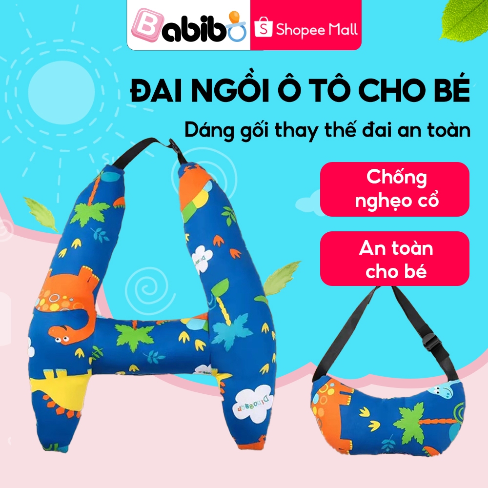Đai ngồi ô tô chữ H cho bé BABIBO dạng gối ôm thay thế đai an toàn cho trẻ chống nghẹo cổ