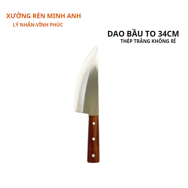 [MA88] Dao bầu to 34cm, dao bầu lọc thái thịt, thép trắng Nhật không rỉ, chuôi gỗ hương