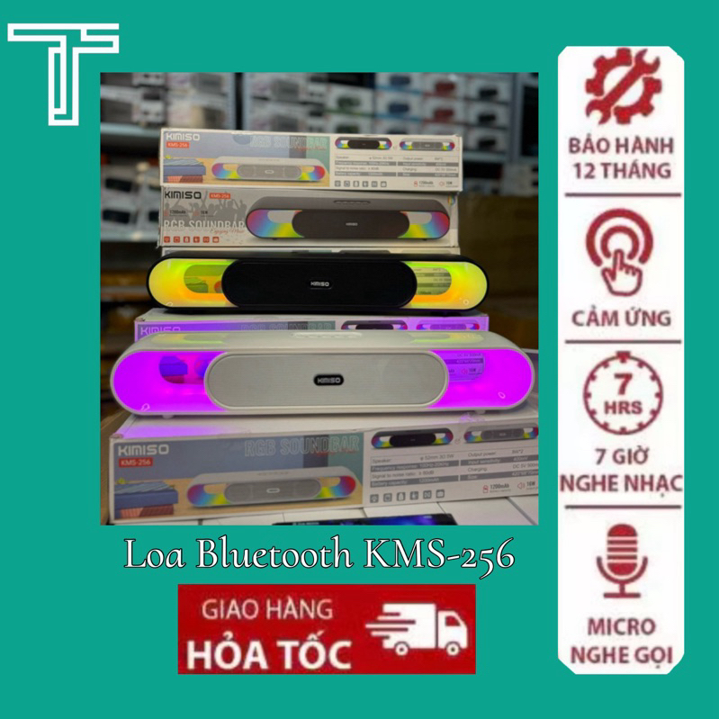 Loa Bluetooth KMS- 256 chính hãng,âm thanh ấm,bass mạnh,led đổi màu tuỳ thích