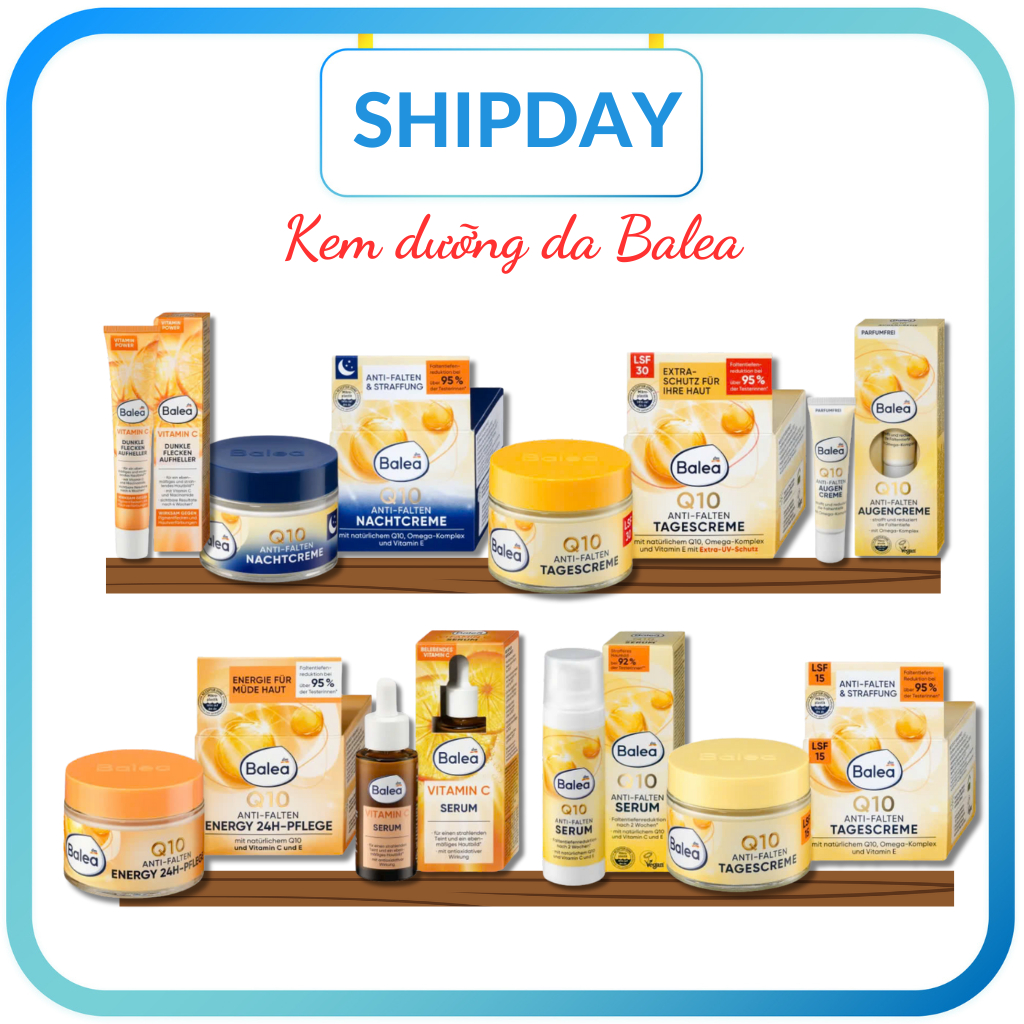 Kem Dưỡng Da Balea Q10 Anti Falten và Q10 Energy ngày đêm 50 ml, Nội Địa Đức