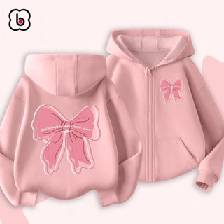 Áo khoác nỉ in NƠ HỒNG 2 mặt mũ 2 Lớp