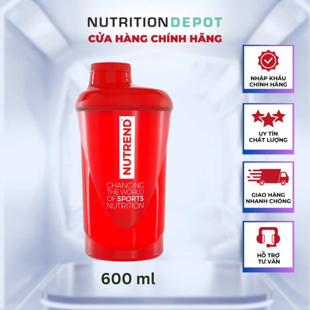 Bình lắc thể thao Nutrend Shaker 600ml - phiên bản dành cho Gymer - Nutrition Depot Vietnam