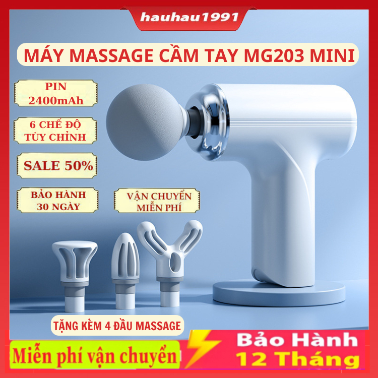 Máy Massage Cầm Tay MG203 Mini Cao Cấp , Công Nghệ AI Cảm Biến Lực Nhấn , Bộ Máy Giãn Cơ Đấm Lưng Nhỏ Gọn 6 Chế Độ