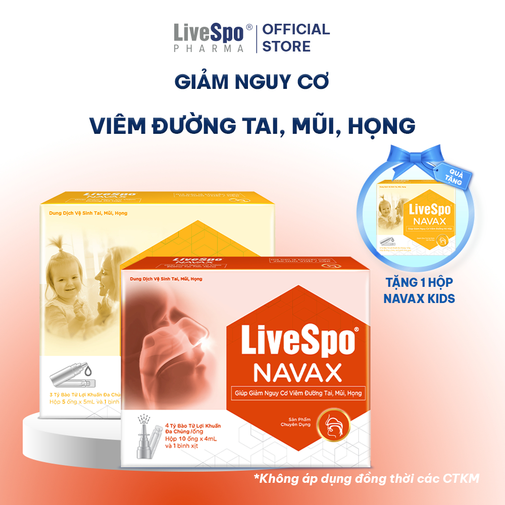 Combo 1 Xịt mũi, họng Navax chuyên dụng (10 ống)  -1 Nhỏ mũi, họng Navax sơ sinh (5 ống)