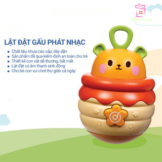 Quà tặng cho bé, Lật đật gấu phát nhạc, có đèn sáng và âm thanh vui nhộn, chất liệu an toàn cho bé (Tặng Pin) /StarStore