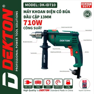 Máy khoan cầm tay DEKTON DK-ID710, Dây đồng 100%, Công suất 750W, 13mm 2 Chức Năng