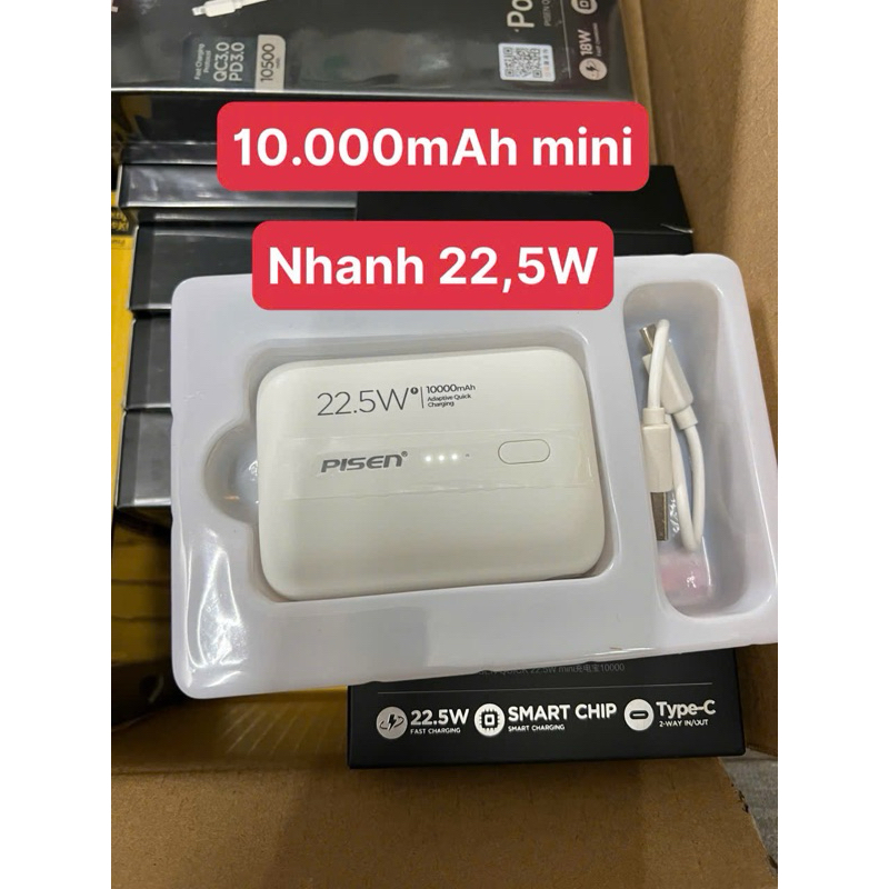 Sạc dự phòng Pisen mini 10.000mAh (sạc nhanh 22,5W)