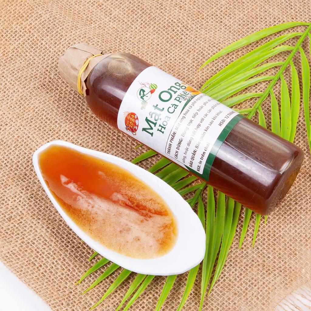 500ml Mật ong hoa cà phê nguyên chất. Có hồ sơ công bố, xuất hóa đơn công ty đầy đủ