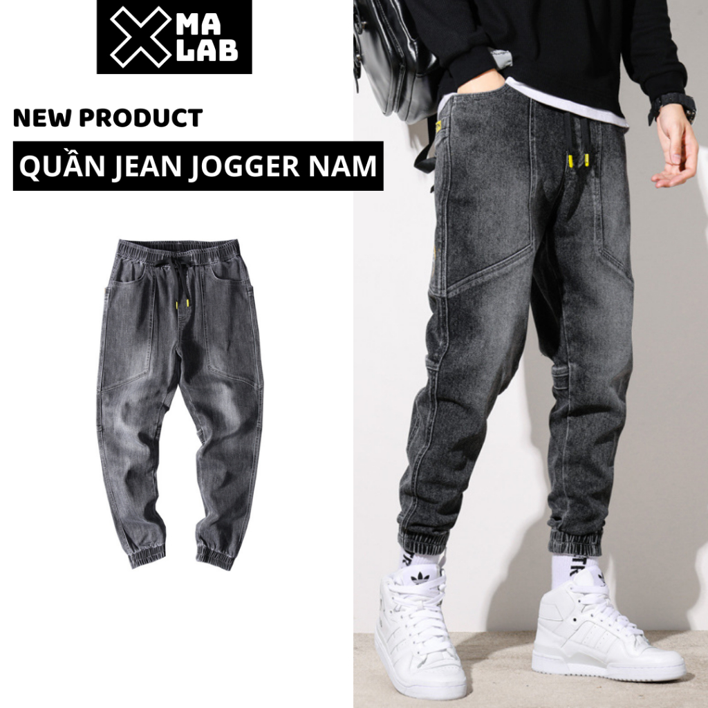 Quần Jean Jogger Nam Dáng Suông Cạp Chun Bo Gấu XMALAB Quần Bò Phá Cách Co Dãn 4 Chiều Cực Đẹp B052