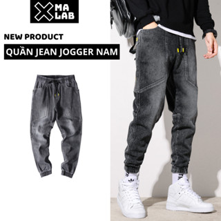 Quần jean jogger nam dáng suông cạp chun bo gấu XMALAB quần bò phá cách co dãn 4 chiều cực đẹp B052