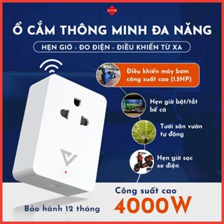 Ổ Cắm Thông Minh Wifi Công Suất Cao Vconnex - Điều Khiển Máy Bơm, Hẹn Giờ Bể Cá - 4000W - BH 1 Năm