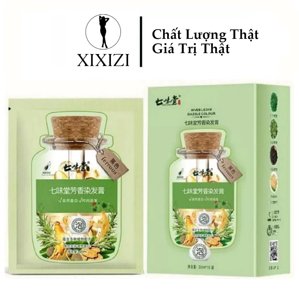 Nhuộm Tóc Thảo Dược Nâu Hạt Dẻ  Mượt Màu Lâu Phai Chiết Xuất Thực Vật An Toàn Da Đầu Dầu Gội 10 Gói