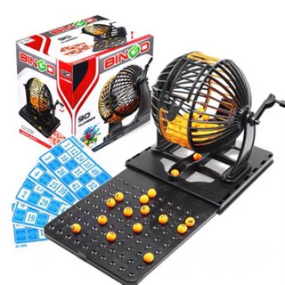 Bộ Đồ Chơi Lô Tô Loto Bingo Lotto 90 số có 12 - 24 - 48 Tờ Thẻ Dò Và Lồng Quay Xổ Số Dịp Tết