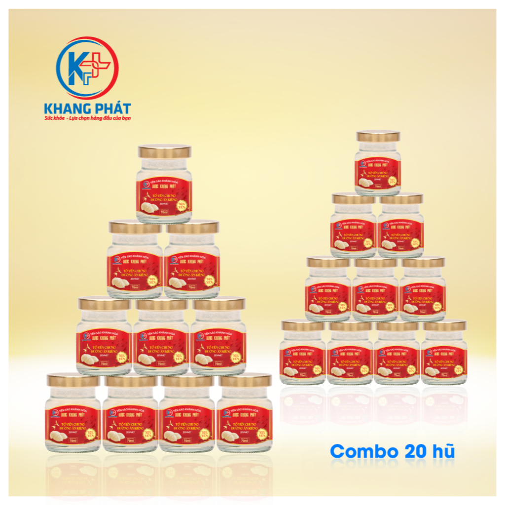 Combo 20 hũ TỔ YẾN CHƯNG ĐƯỜNG ĂN KIÊNG Dược Khang Phát phù hợp người kiêng đường (20 hũ x 70ml)