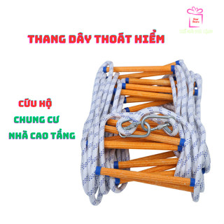    Bản To Dày Loại 1  Thang Dây Thoát Hiểm Cứu Hộ Chung Cư Nhà Cao Tầng 15m - 40m   Tặng Móc Khóa  