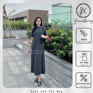 Váy thun gân cổ 3p tay cộc - Xuananhthomay