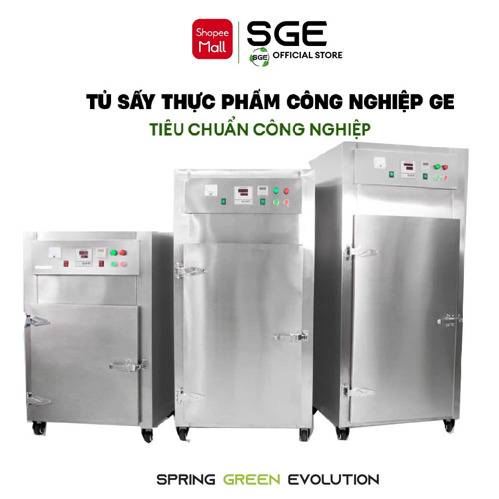 Máy Sấy Thực Phẩm Khay Vuông Công Nghiệp SGE GE Công Suất Cao, Tiết Kiệm Điện, Vỏ Máy Inox